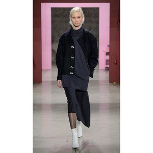 NWT Tibi Navy Runway Cavalry Twill Origami Asymmetrical Skirt 2 8